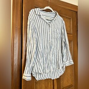 American Eagle Striped Button Down Long Sleeve Top